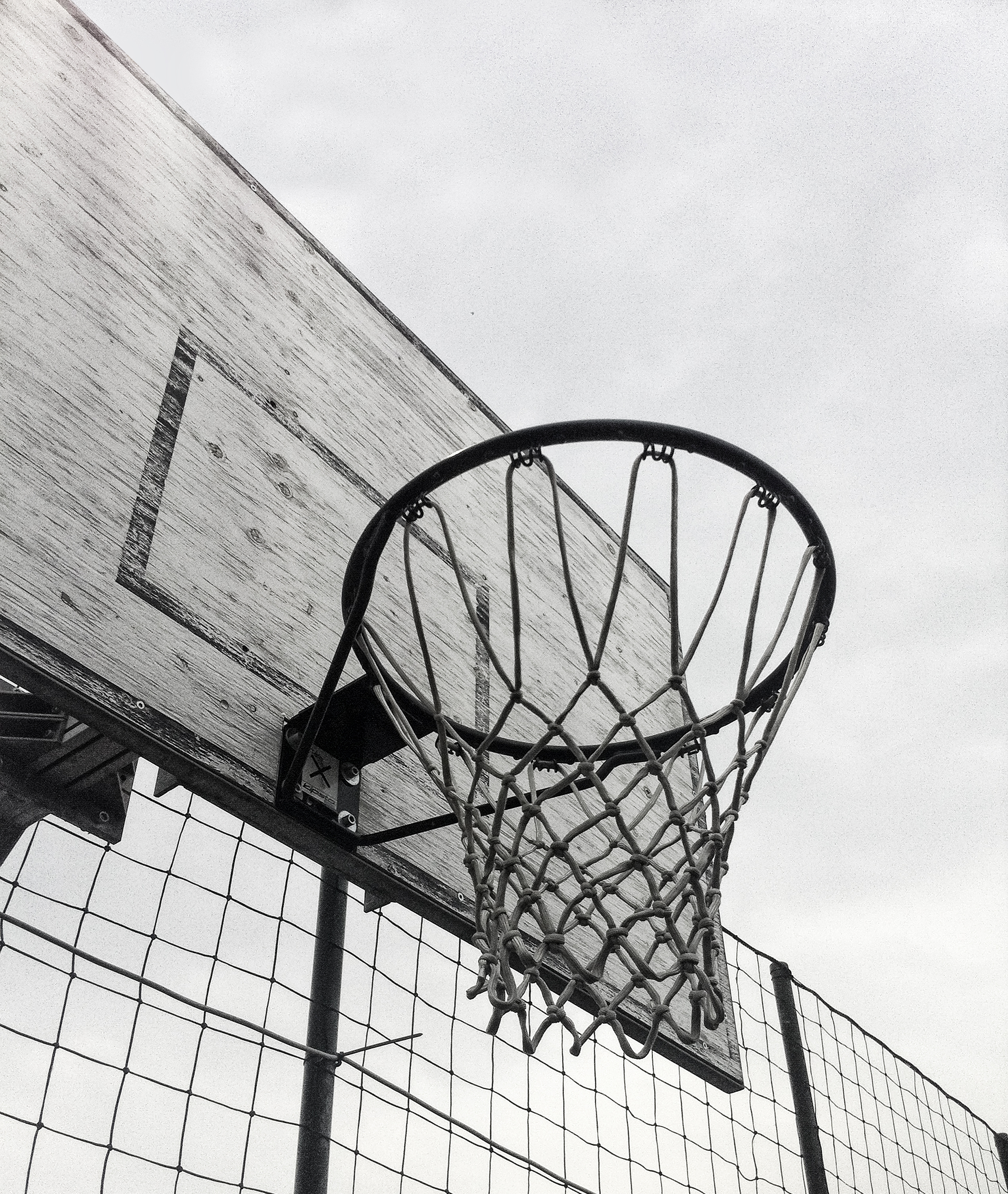 Grayscale Photography of Basketball Hoop